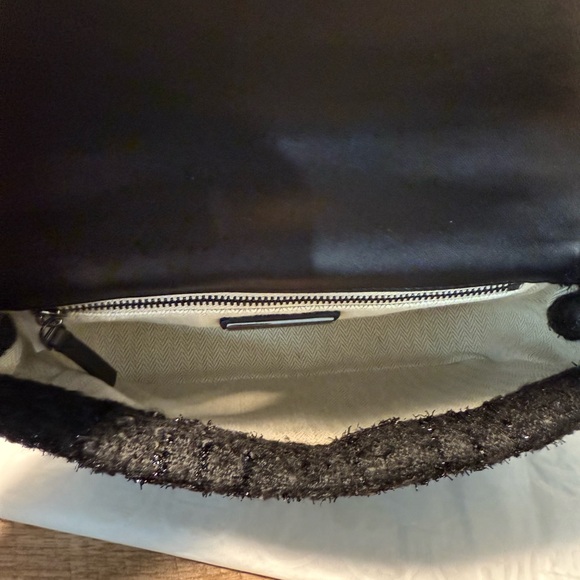 NWT Tory Burch Mini Willa Beaded Tweed Crossbody Top Handle Bag Black - Picture 5 of 5